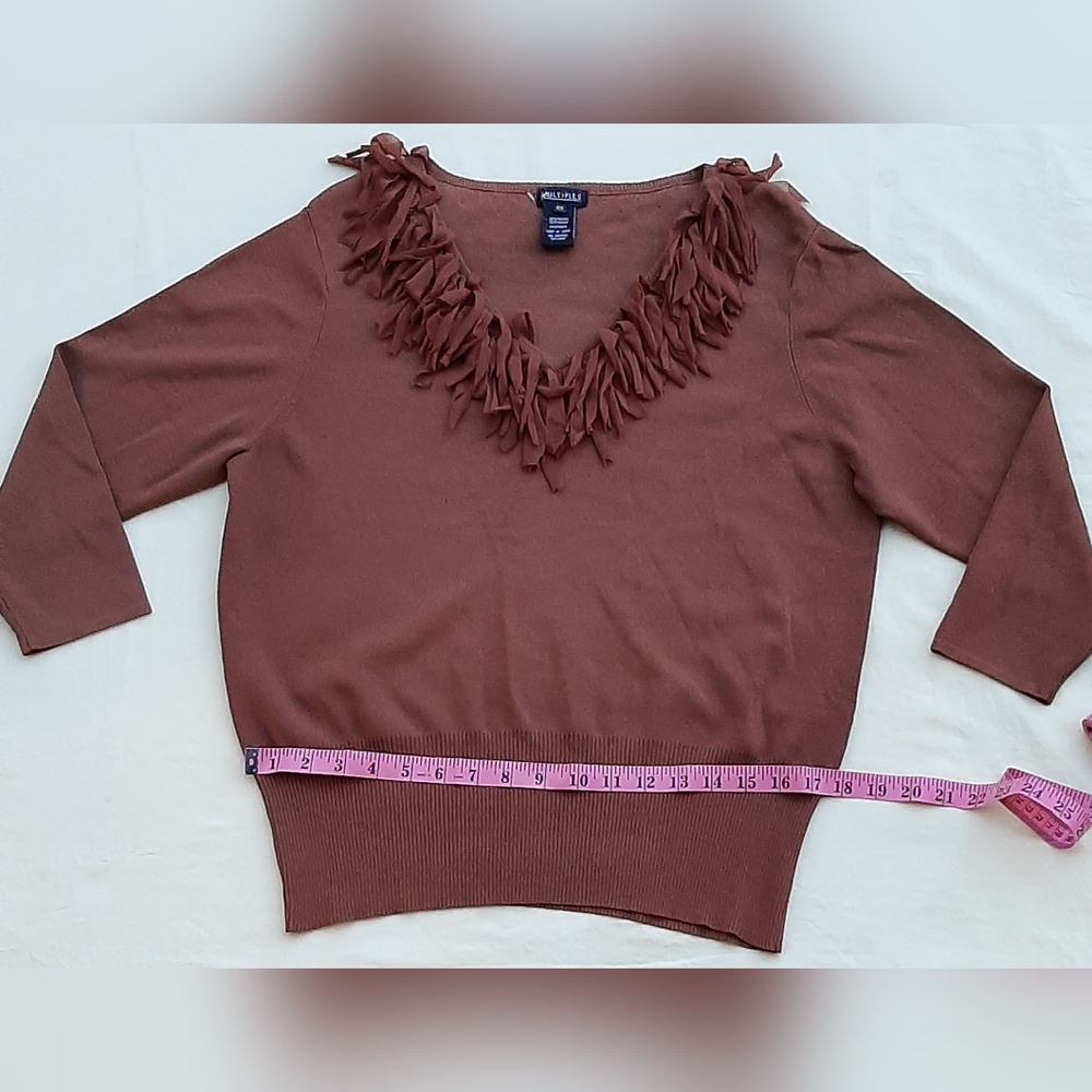 Multiples Brand Womens Sweater V- Neck w/ Fringe